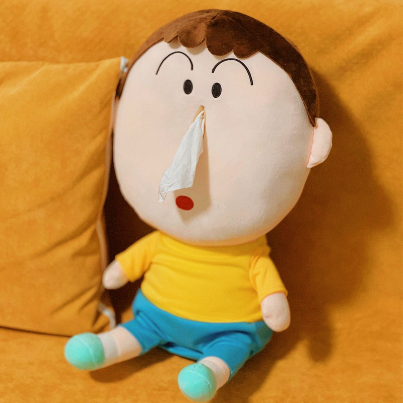 (2개) 국경 간 새로운 크레용 신인 시리즈 딕 티슈 박스 티슈 박스 플러시 장난감 인형 개별적으로 압축 가능
