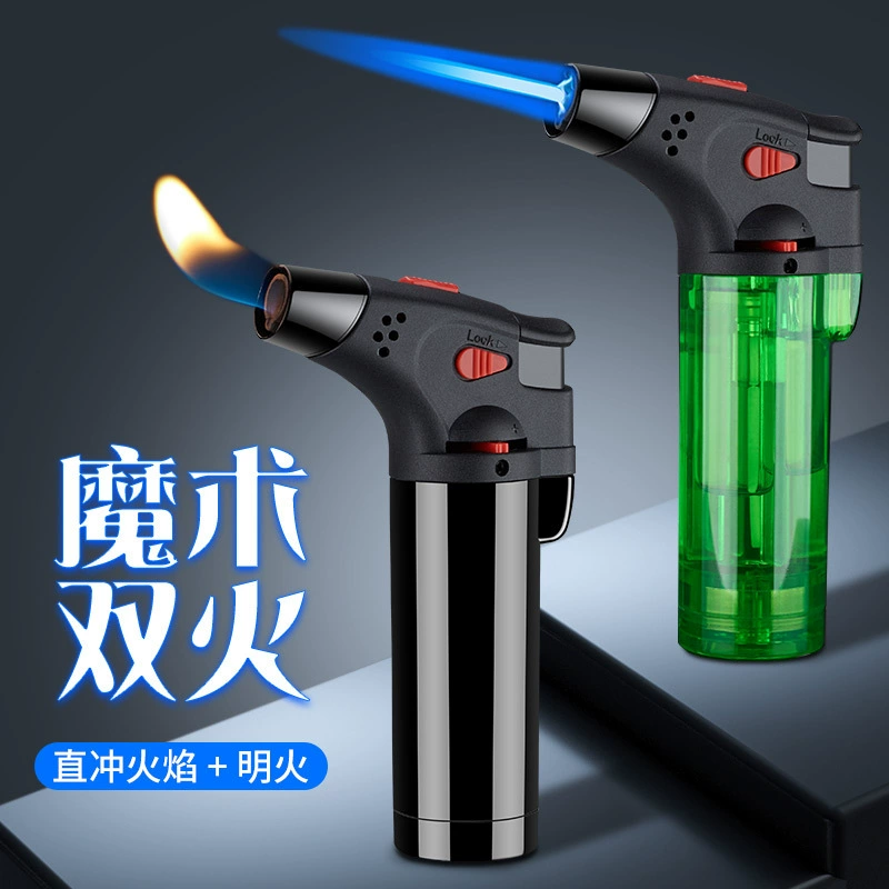 HB-1527 пластиковая надувная Зажигалка прижигание прямо в открытое пламя, производители зажигалок двойного назначения напечатали логотип оптом