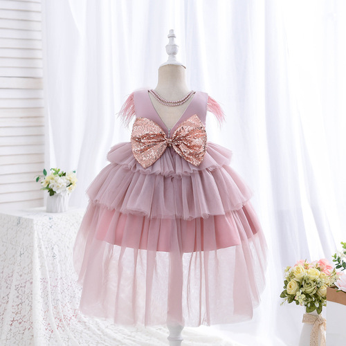 Girls' dress cross-border children's clothing puffy tulle mesh little girl piano performance dress fashionable children's dress princess skirt summer