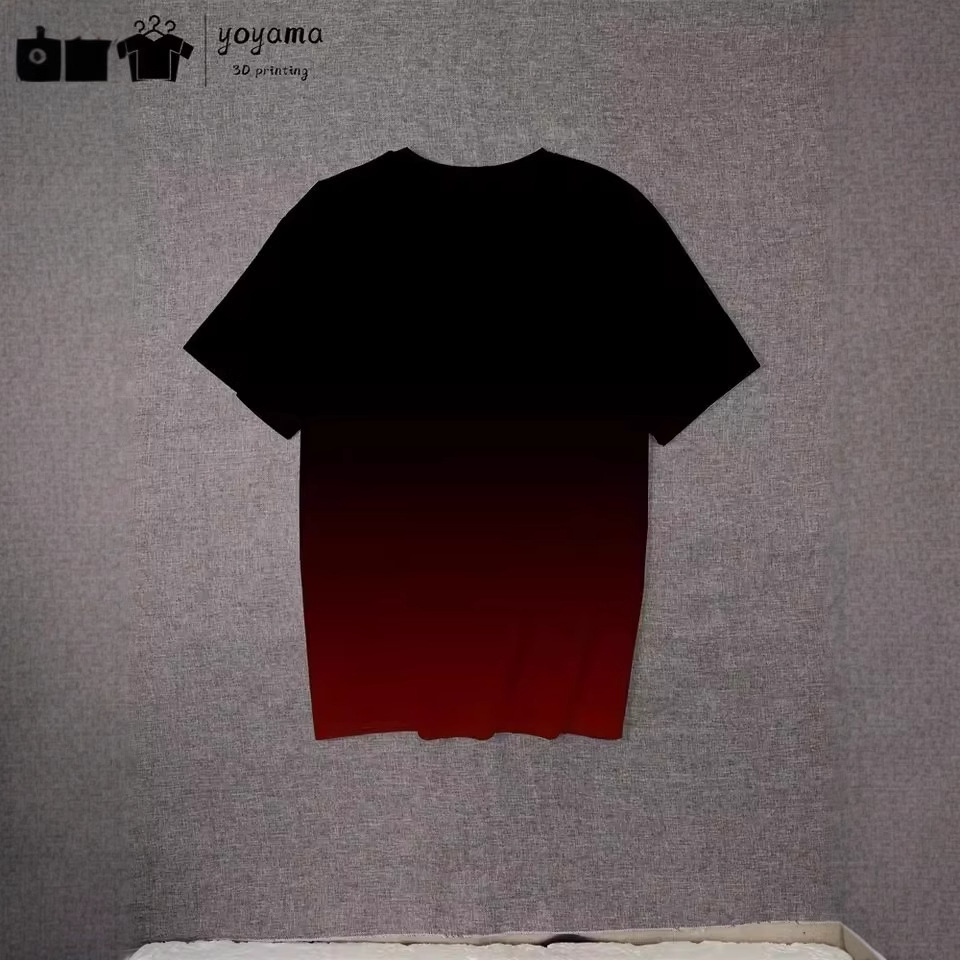 2024 venta caliente lema de color degradado impresión 3D de los hombres verano suelto y transpirable de manga corta con cuello redondo camiseta