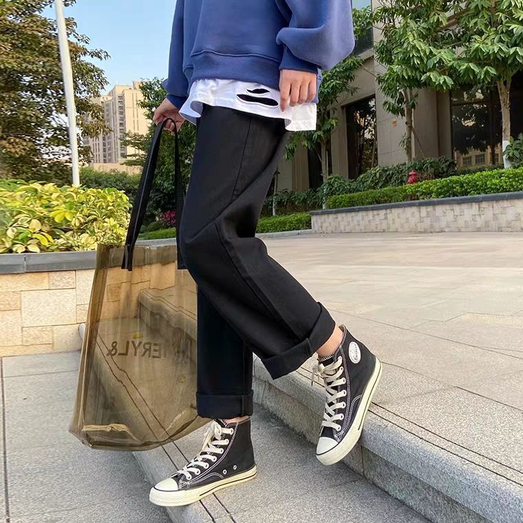 美式复古鱼尾喇叭牛仔裤女春秋季新款高腰小个子修身显瘦长裤子潮|undefined