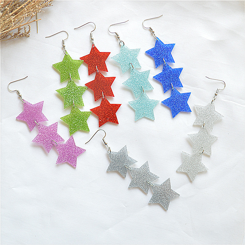 1 Pair Sweet Star Arylic Metal Women's Drop Earrings display picture 1