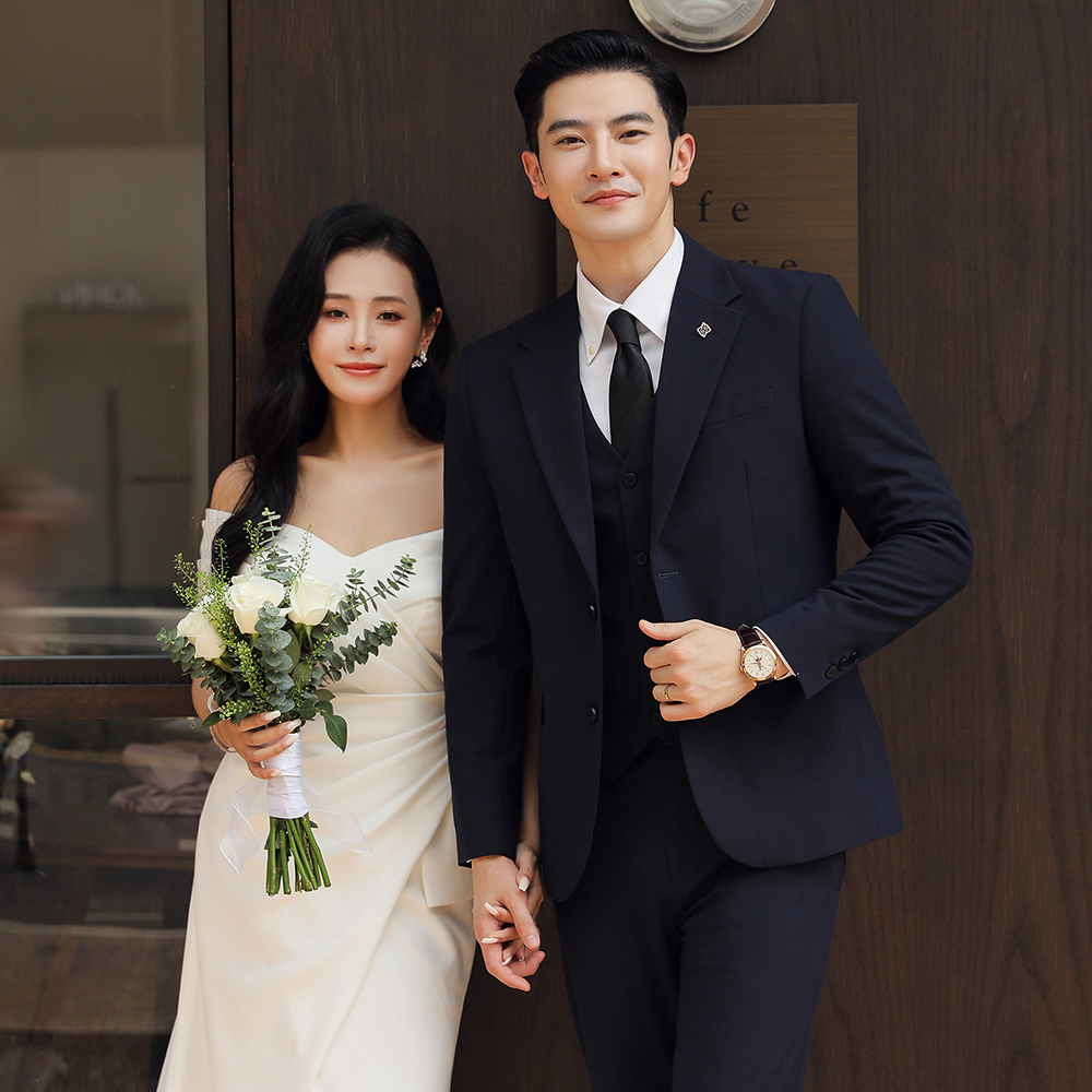 新郎用ウェディングスーツ メンズ 韓国風 スリムフィット フォーマルスーツ ビジネススーツ 洋装 スリーピーススーツ