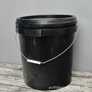 真石漆桶25升黑色圆形28KG32L化工涂料塑料桶液态肥料桶清洁剂桶