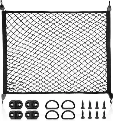bag storage box car chair: Car storage bag/box - full-height-elastic-single-layer-flat-mesh-6040-free-4-d-rings-4-screws