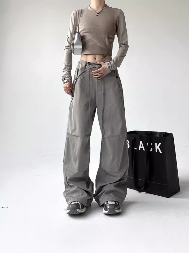 Pantalones Cargo Paracaidistas con Cordón y Puño Ajustado para Mujer