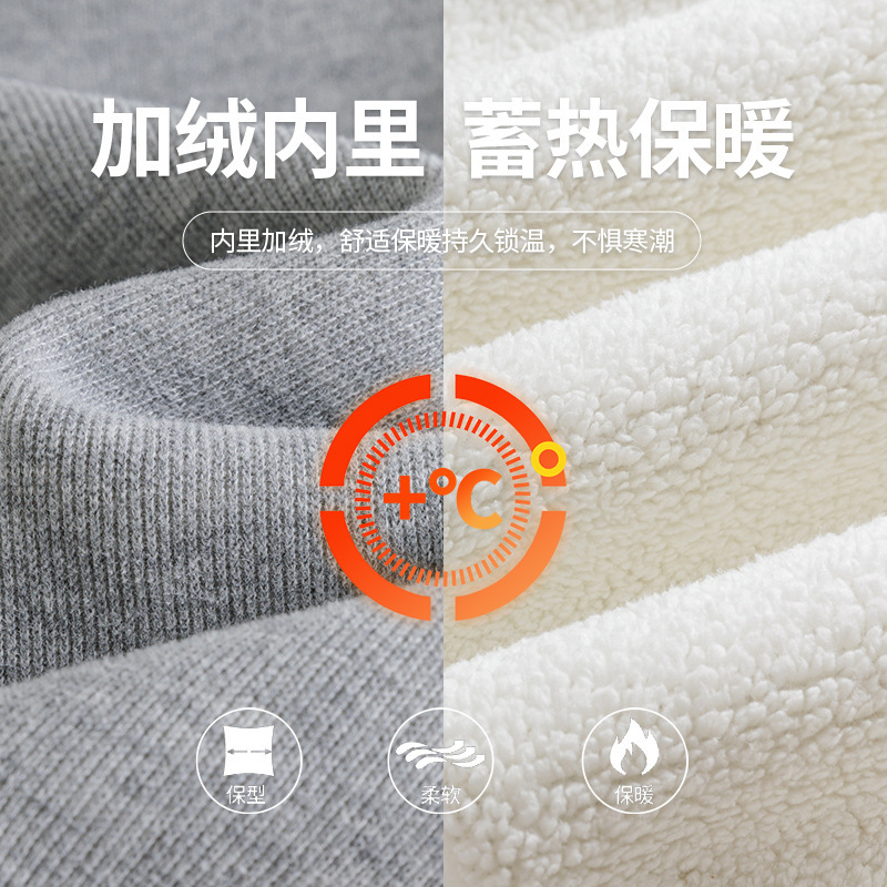 加绒加厚羊羔绒运动裤女2025冬季宽松高腰阔腿裤休闲保暖棉裤卫裤|undefined