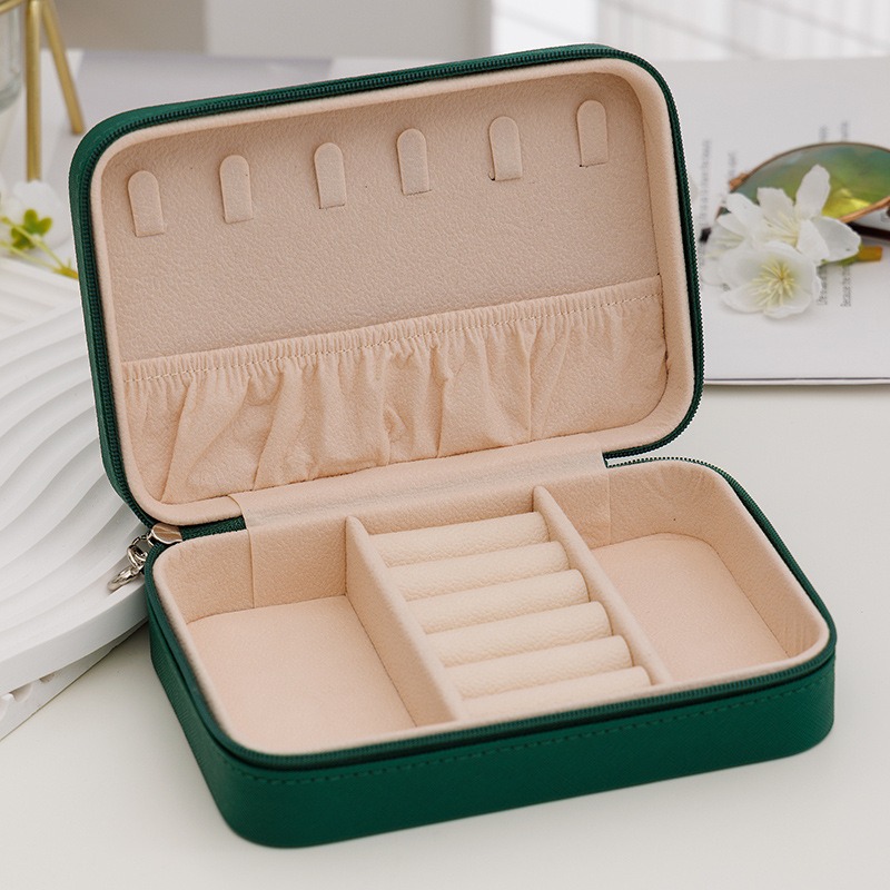 Transfronterizos Amazon bolsas de joyería minimalistas de viaje portátiles caja de almacenamiento de joyería de cuero caja de almacenamiento de joyería creativa