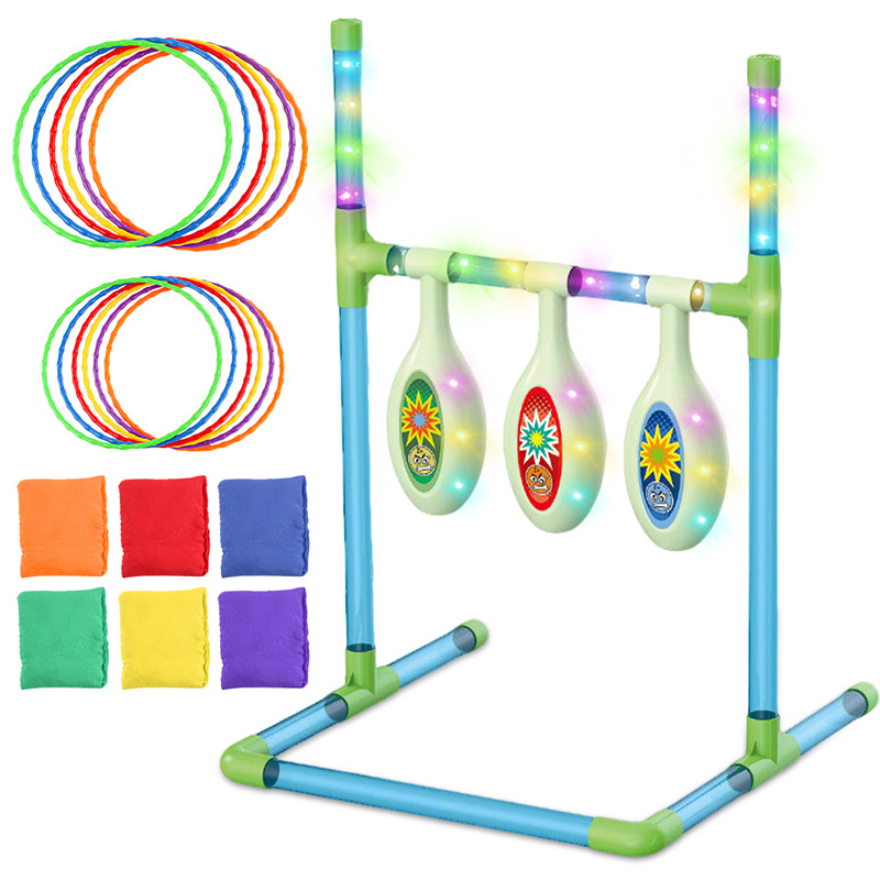 Juegos de lanzamiento de luces transfronterizas para niños 2 en 1 bolsa de arena lanza collar juguetes interactivos para padres e hijos en interiores y al aire libre