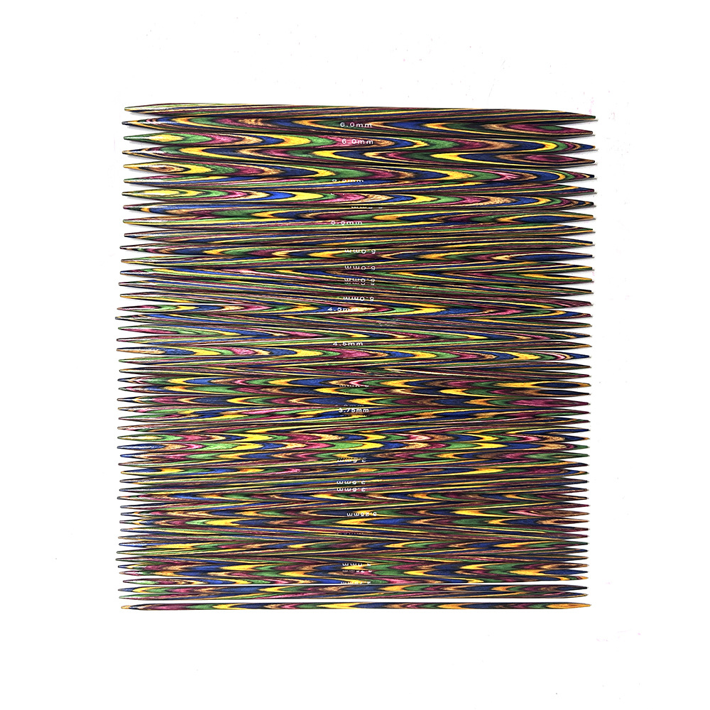 Herramientas de tejer suéter aguja de palo de doble punta aguja de suéter de madera de color 20CM conjunto de 10 bolsas de La Pu