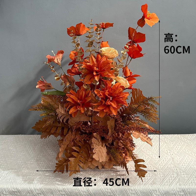 升级大尺寸订婚仿真花排花仿真绢花成品装饰尤加利花排台路婚礼|undefined