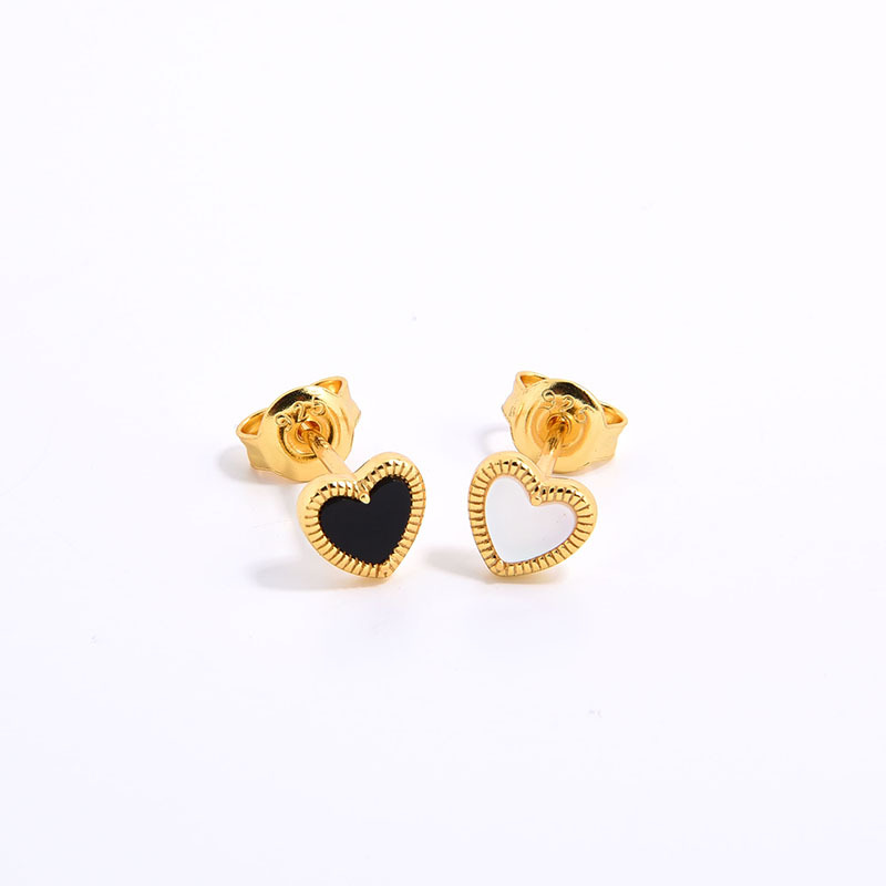 4g Weight 925 Sterling Silver Ear Needle Material Agate, Shell Inlay Material Ear Studs Classification 1 Pair Quantity Holiday, Daily Occasion 925 Sterling Silver Material Heart Shape Pattern Women's Gender Inlay Design Sweet, Simple Style Style 1 Pair 925 Sterling Silver Agate Shell Heart Shape Ear Studs 9