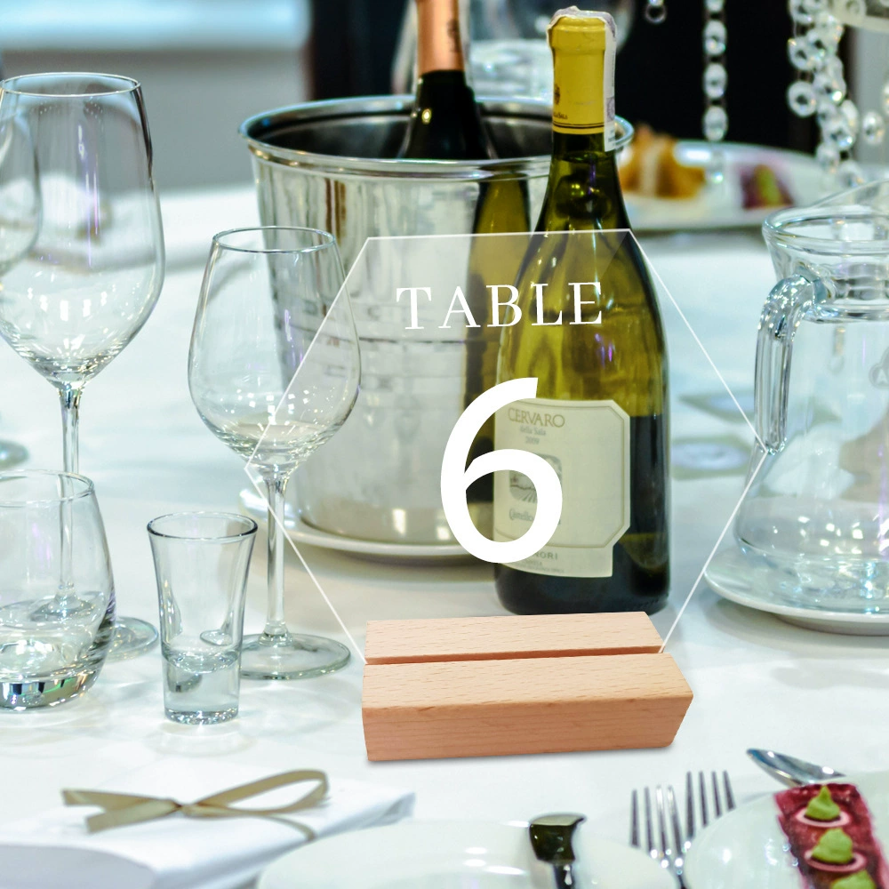 BT052 three-dimensional transparent hexagonal acrylic wedding party table number board table seat DIY mirror table table