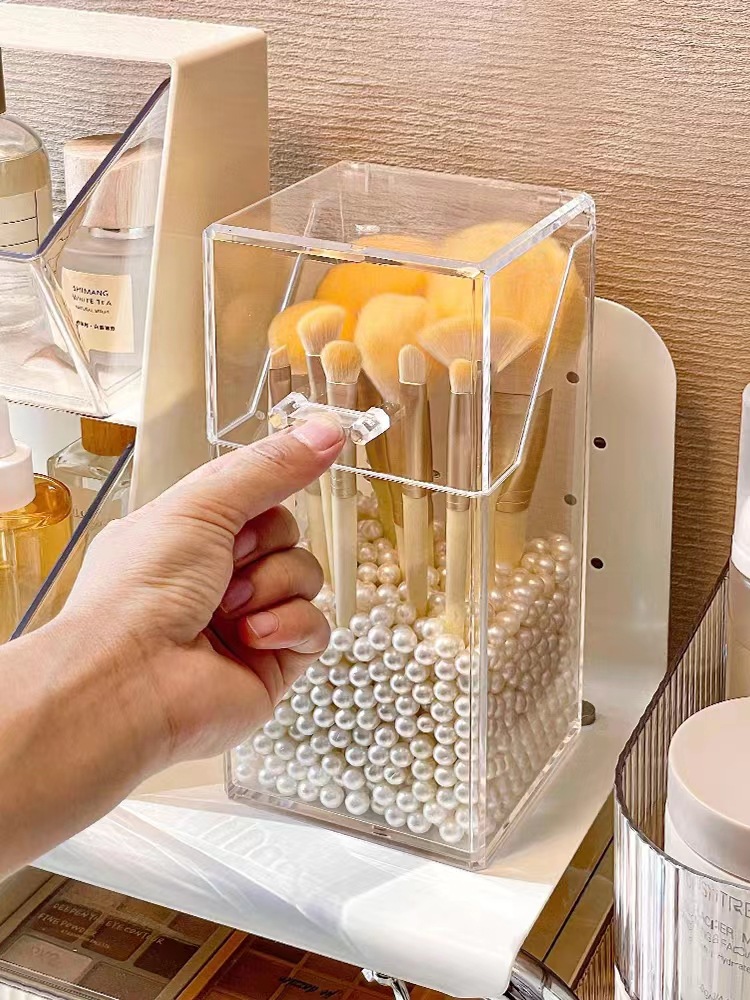 Transparent Brush Storage Bucket