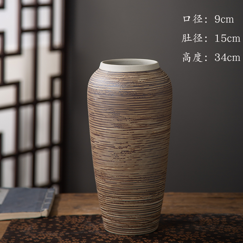 Jingdezhen nuevo jarrón de cerámica china planta maceta de flores de cerámica vintage flor seca sala de estar decoración moderna simple estricta