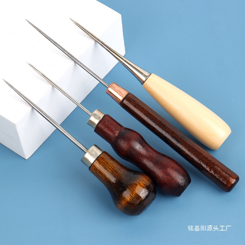 I老式葫芦木柄锥子工具手工上鞋打孔修鞋补鞋直锥子针皮革缝纫钢