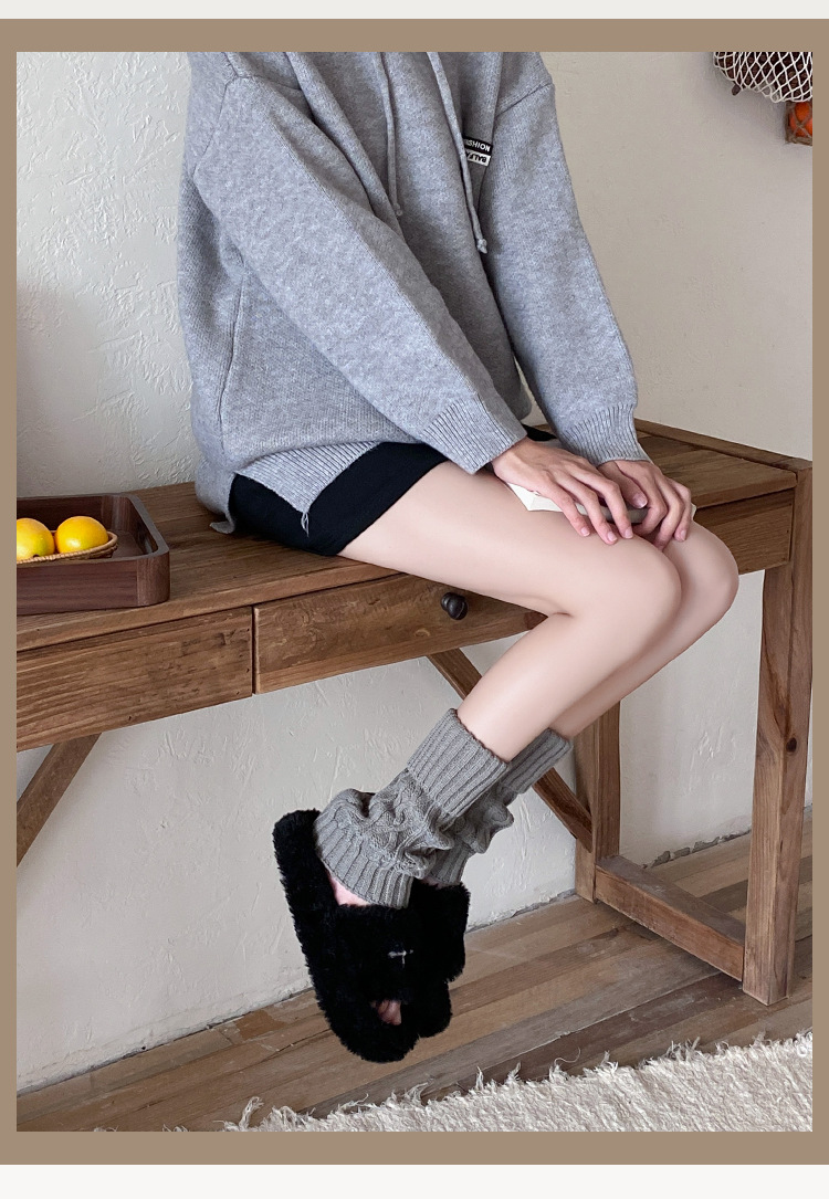 Leg Warmers Cotton Socks Women's Knitted Wool Warm Stacked Socks Mid Length Diamond Shaped Turn Down Socks Autumn And Winter Retro Calf Leg Covers_voghion.com