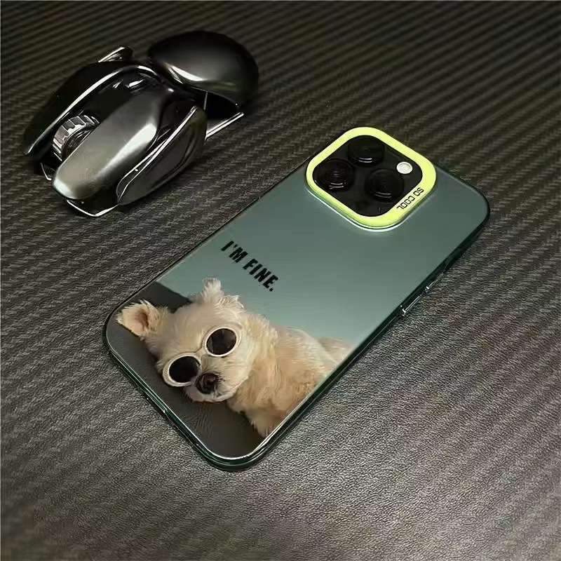 Cáscara plateada de color-verde-gafas de sol cachorro