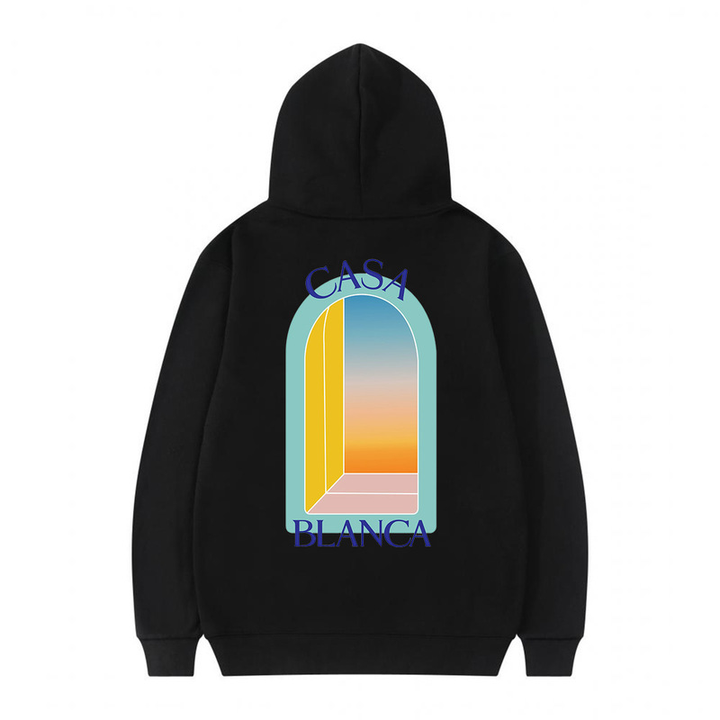 Cross-Border Trendy Brand Casablanca Casablanca Pattern Painted Printed Hoodie Off-Shoulder Hoodie