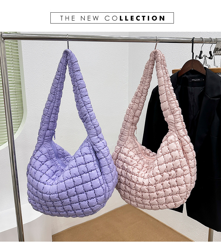 Korean Cloud Bag, Women's Lazy Style Shoulder Bag Pleated Handbag Large Capacity Single Shoulder Casual Bag_voghion.com