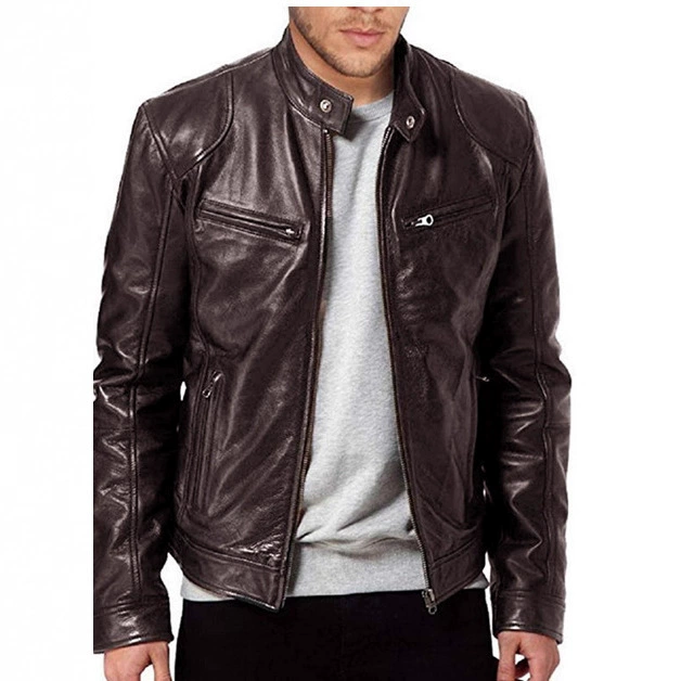 Jacket, men's polyurethane cardigan with zipper, slim fit