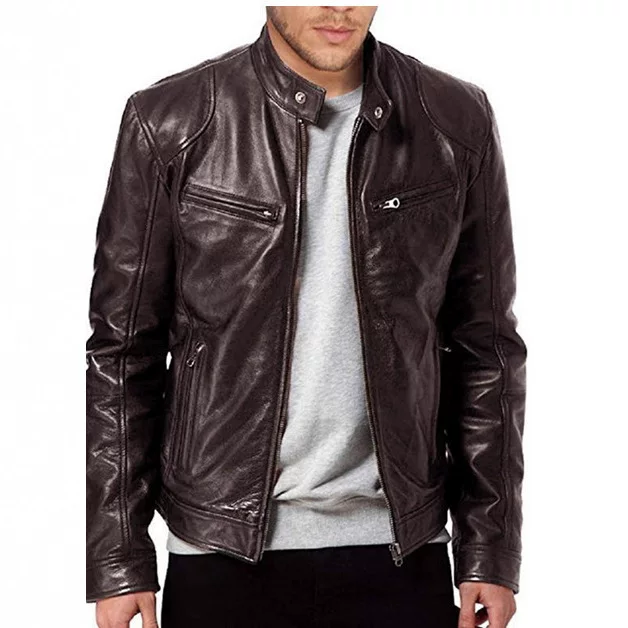 Jacket, men's polyurethane cardigan with zipper, slim fit