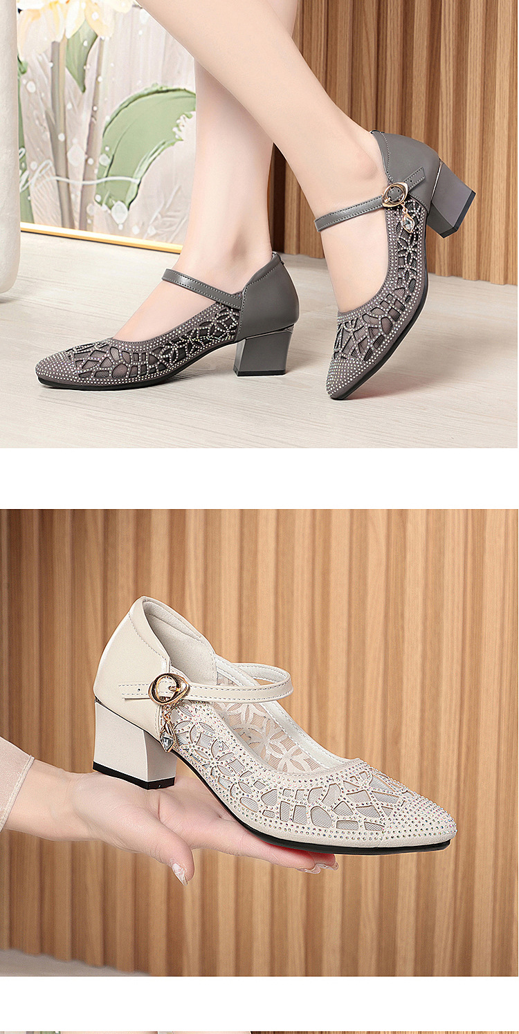 Dép sandal nữ quai chữ V da thật lưới thoáng khí đế mềm chống trượt — Màu be chi tiết 10