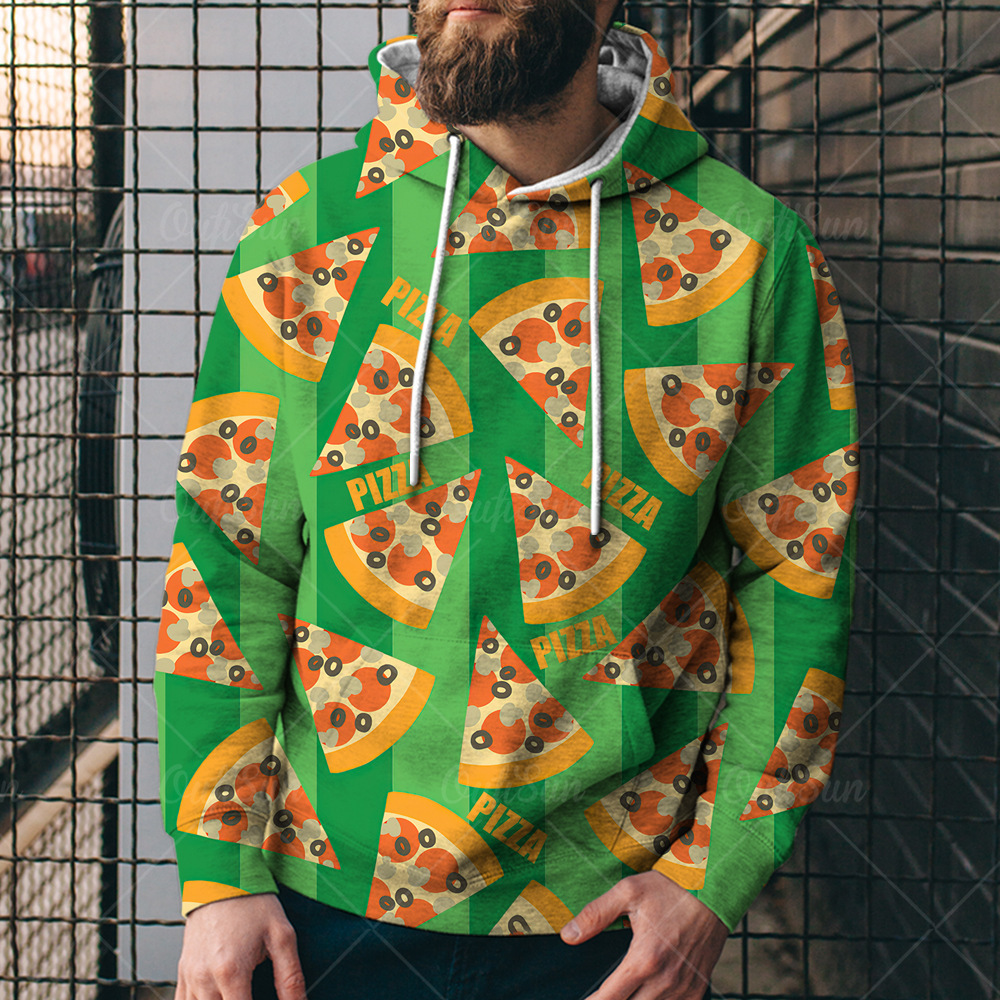 Burger Guardia europea y americana Tendencia 3D Verano Harbin Moda Deportes Pizza Estilo Imprenta Gorro de comida para hombre con suéter