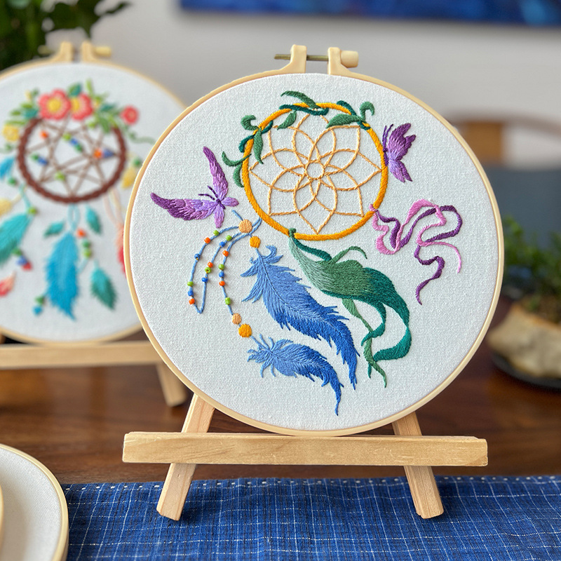 Serie de guirlandas de plumas europeas pinturas colgantes hechas a mano DIY material de bordado paquete de bordado cruzado estudio creativo Lu bordado pinturas colgantes