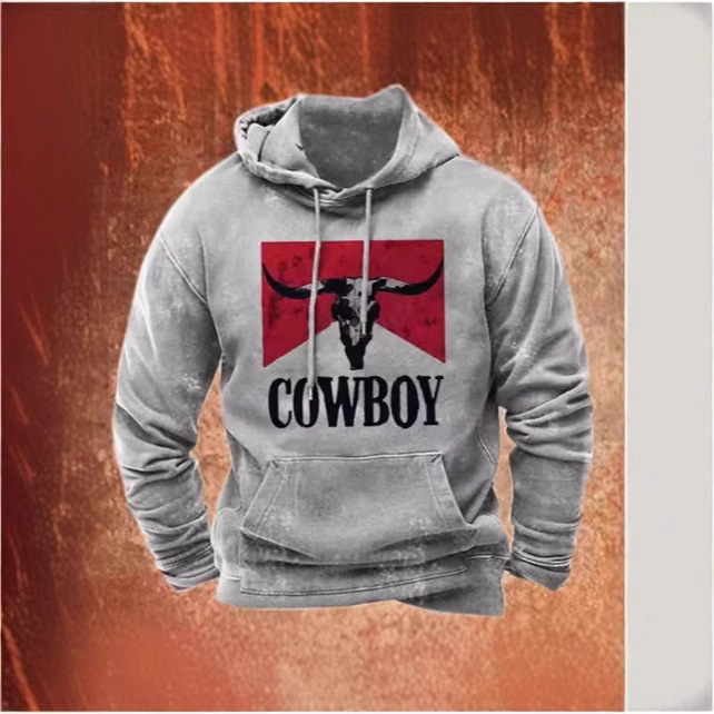 Men's Sweater Autumn Hoodie 3D Denim Print Pullover Oversized Men's Top Men's Yellowstone Style Wide