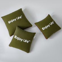 新款纯色全棉华夫格系列绗缝工艺双头拉链多功能抱枕被--慢享生活
