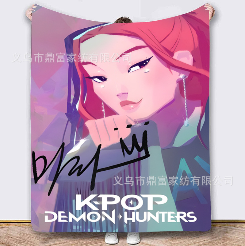 跨境法兰绒毛毯K Pop Demon Hunters Team Anime数码印花毛毯盖毯|undefined