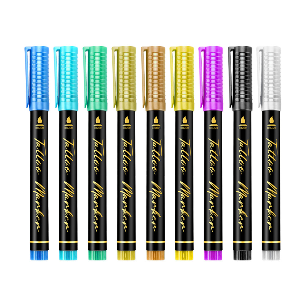 Pen de tatuaje temporal transfronterizo pen de marca de cabeza suave pen de dibujo desechable pen de dibujo fiesta diy pen de pintura de piel