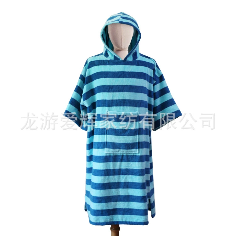 Пляжный халат-пончо из махровой ткани в полоску, окрашенной в массе, для серфинга и отдыха на пляже