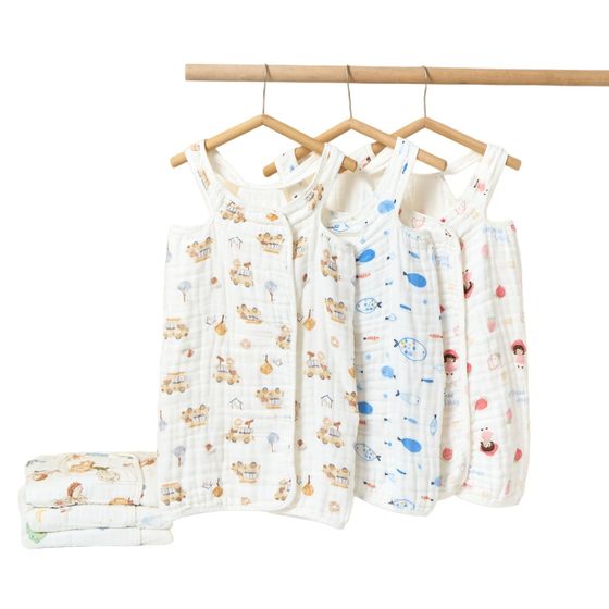 Baby's Summer Thin Sleeveless Vest Anti-cool Belly Bubble Gauze Belly Sleeping Bag Anti-kick Sleeping Bag