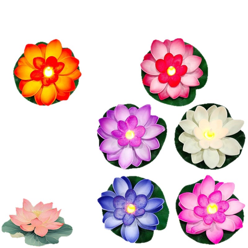 LED电子蜡烛仿真浮水荷花灯祈福寺庙许愿莲花灯电子水池装饰跨境|undefined