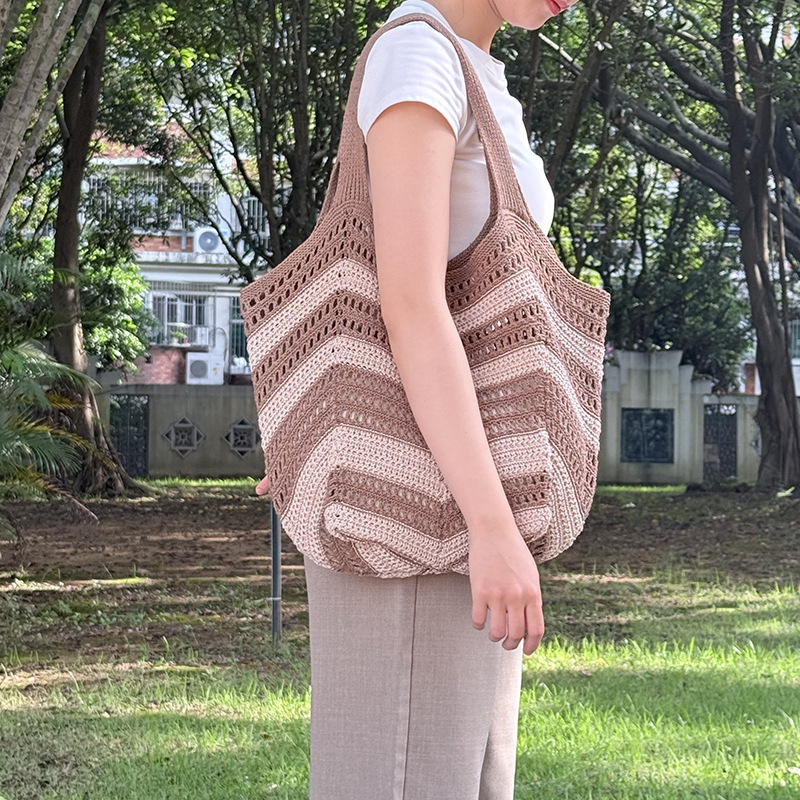 夏季通勤镂空编织包包女2025新款单肩包大容量休闲百搭度假针织包|undefined