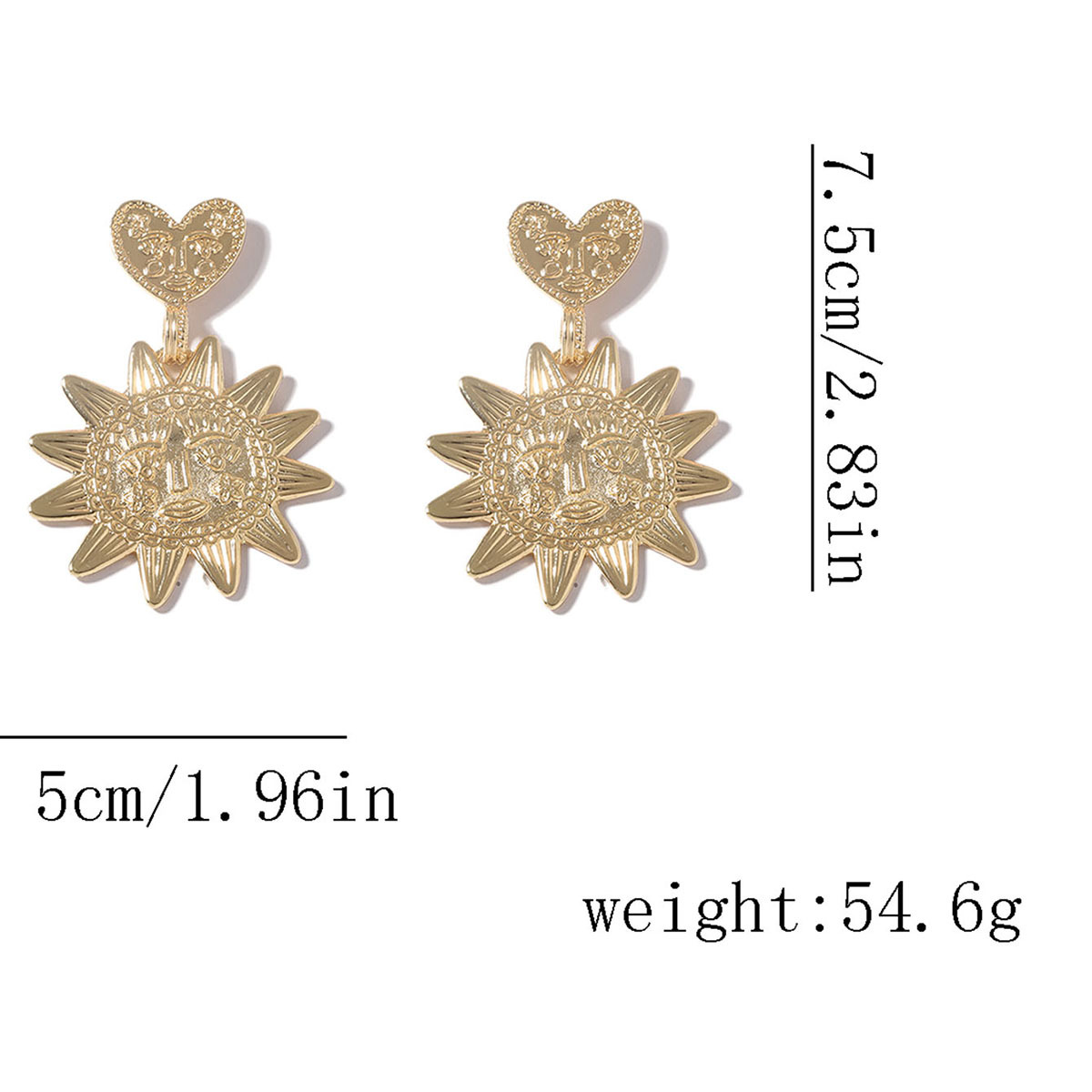 1 Pair Elegant Nordic Style Shiny Sun Heart Shape Sequins Zinc Alloy Drop Earrings display picture 1