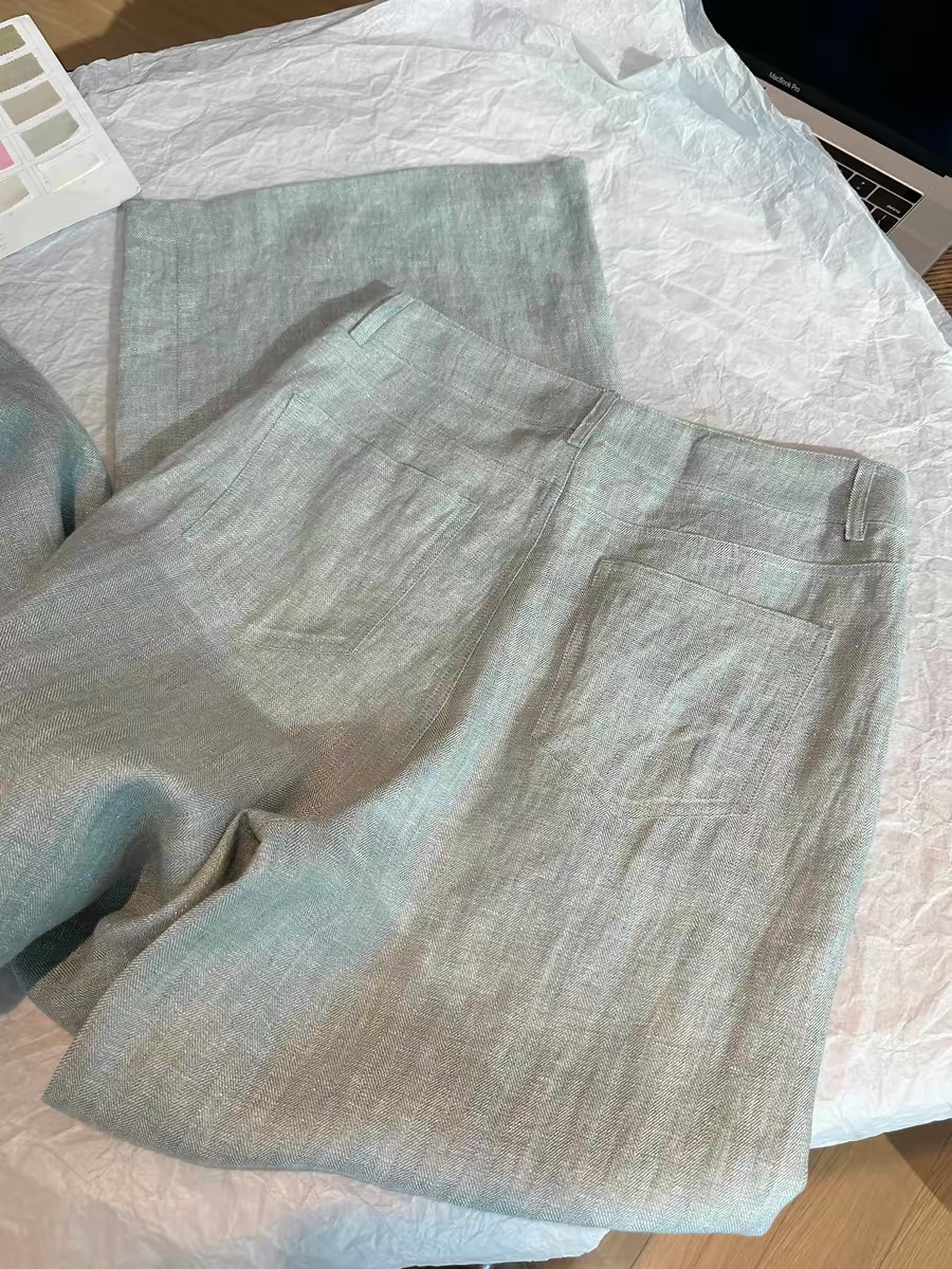 Quần tây nữ ống đứng eo cao dáng suông thoải mái — Quần xanh bạc hà