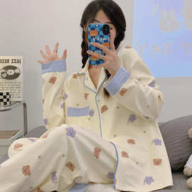 2024年新款睡衣女春秋季长袖学生可外穿卡通休闲家居服套装冬夏季