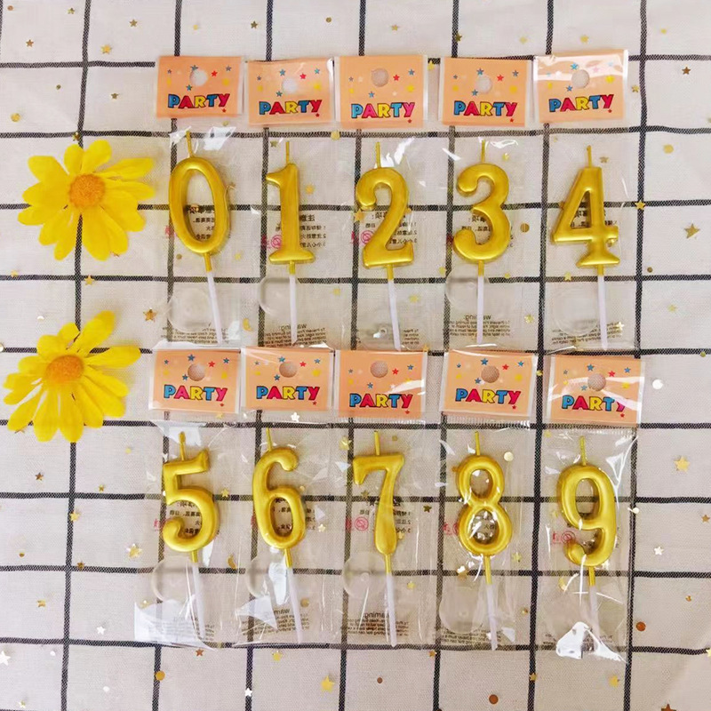 Gold-Plated Number Candles Independent Packaging Cake Shop Bakery Cake Decoration Candles Baby First Birthday Celebration Candles