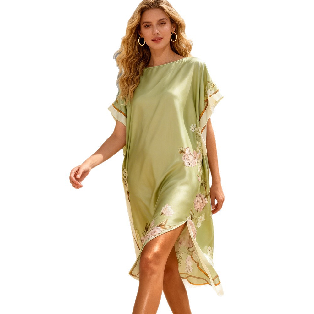 Aliexpress vestido de moda europeo y americano camisa de playa elegante falda protectora del sol bikini chal flores vacaciones
