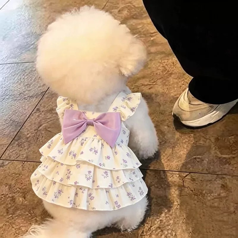 Dog Clothes Pet Summer Thin Fairy-Style Floral Suspender Dress Anti-Shedding for Bichon Teddy Pomeranian Dog Clothes Pet Summer Thin Fairy-Style Floral Suspender Dress Anti-Shedding for Bichon Teddy Pomeranian
