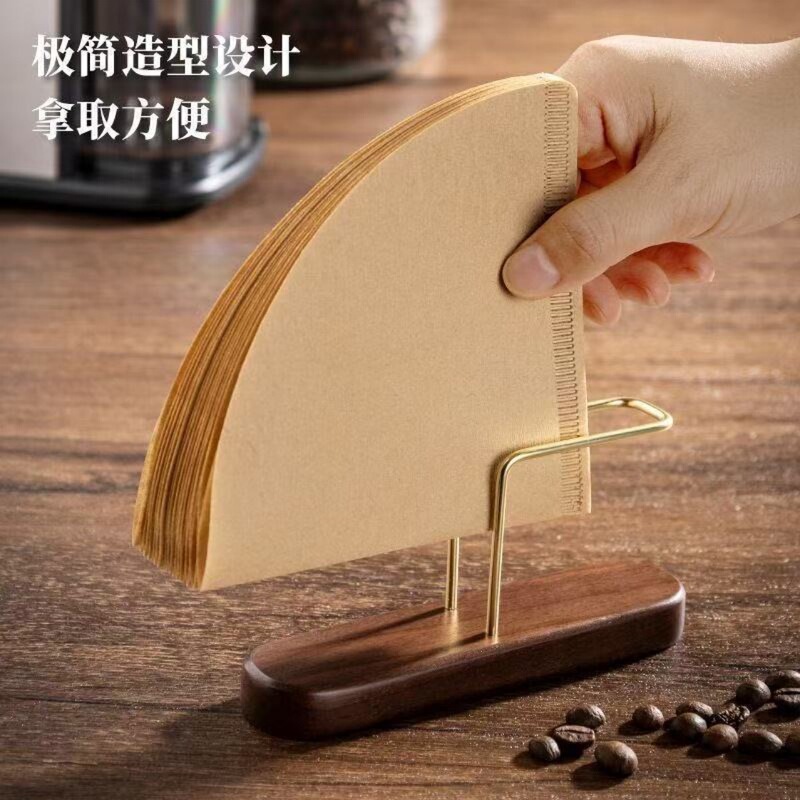 实木咖啡过滤纸架家用滤纸盒实木收纳架立式收纳盒木制防尘支架|undefined
