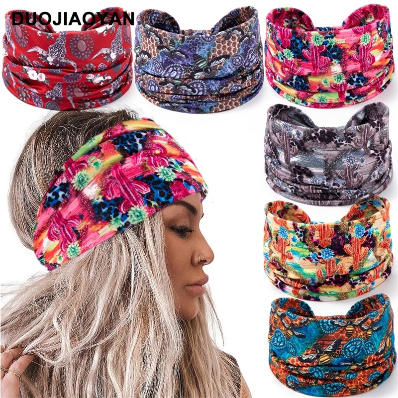 Nueva diadema con estampado de Halloween, diadema con patrón de Calavera, borde elástico, diadema con nudo, accesorios para el cabello_voghion.com