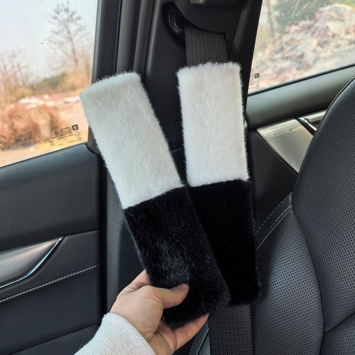 New Imitation Rabbit Fur Seat Belt Shoulder Pads, Imitation Wool Car Accessories, Winter Plush Seat Belt Covers, Car Interior
