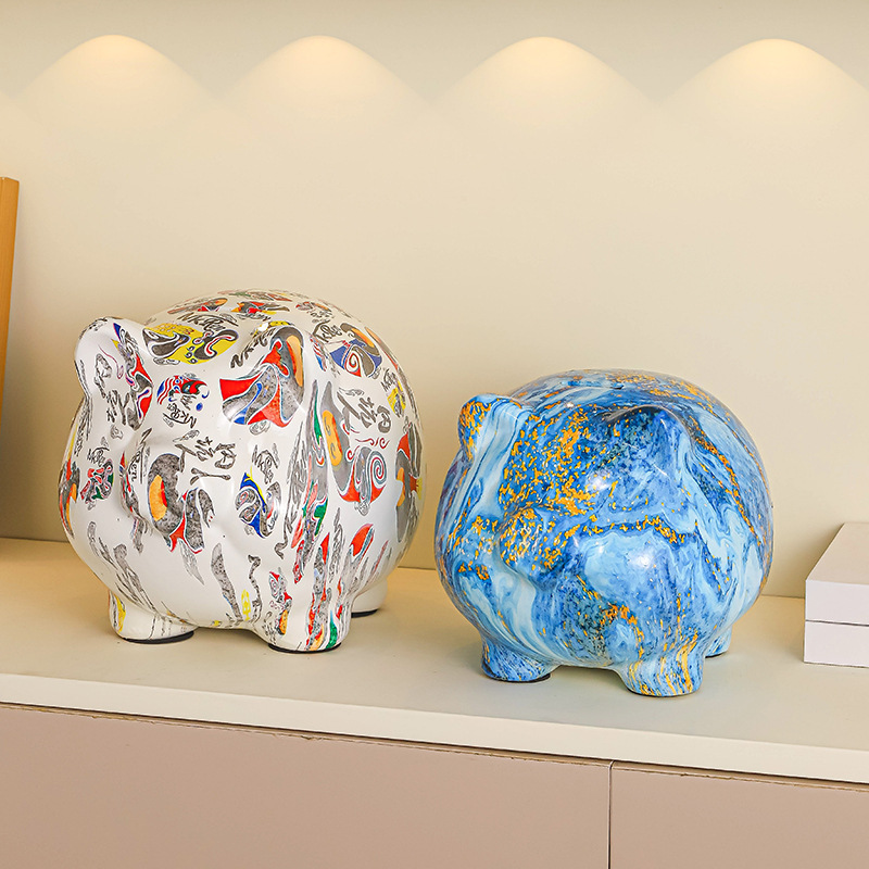 陶瓷猪存钱罐招财可爱储蓄罐家具摆件儿童创意礼品只进不出彩绘猪