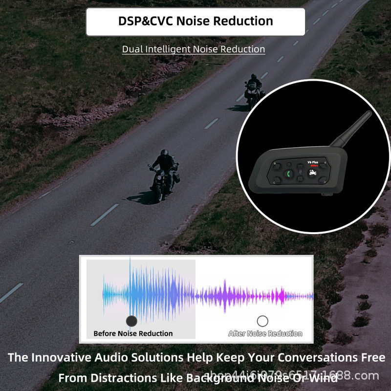 Cross-Border Exclusive Supply of Popular Motorcycle Helmet Bluetooth Headsets V6Pro/V6Plus with Real-Time Networking and Noise Reduction