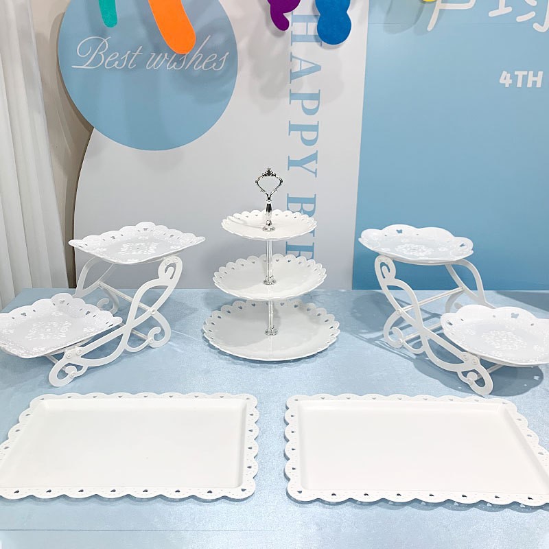 Tabla de descanso de té bandeja de pastel de aniversario decoración tabla de postres estante de exhibición de té de la tarde estante de dulces platos de recepción