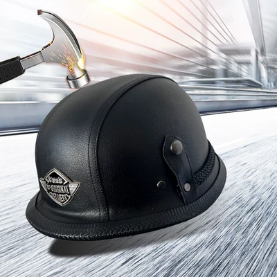Helmet Handmade Leather Hat Half Helmet | Motosiklet kaskı (dəbilqə)